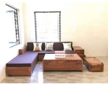Sofa gỗ hương xám kiểu dáng chữ L BG283
